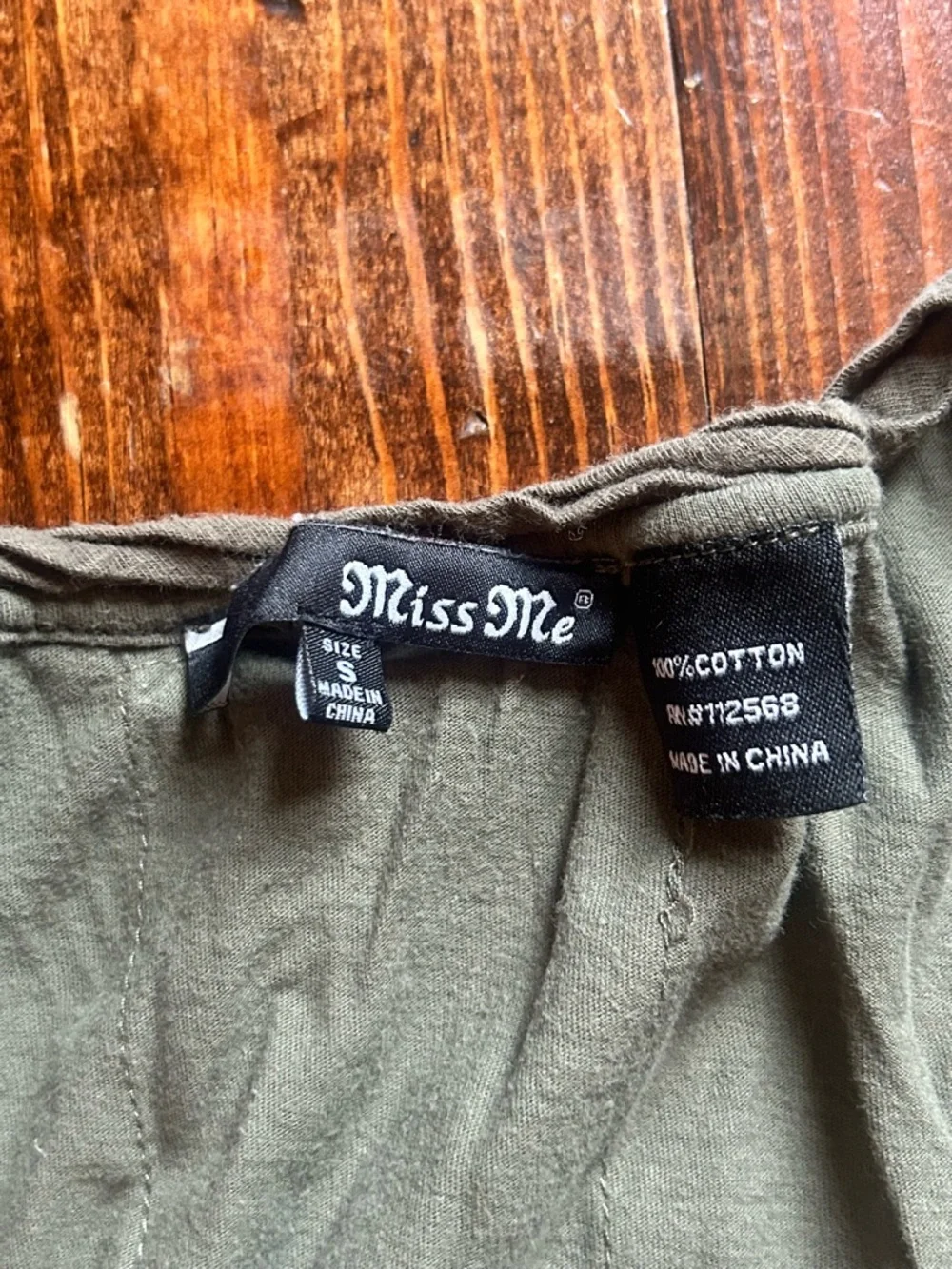 Miss Me Olive Green Long Sleeve Top with Sequin Side Panels - Picture 2 of 3